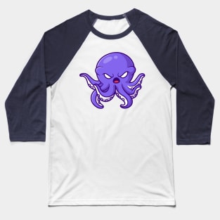 Cute Angry Octopus Cartoon Baseball T-Shirt